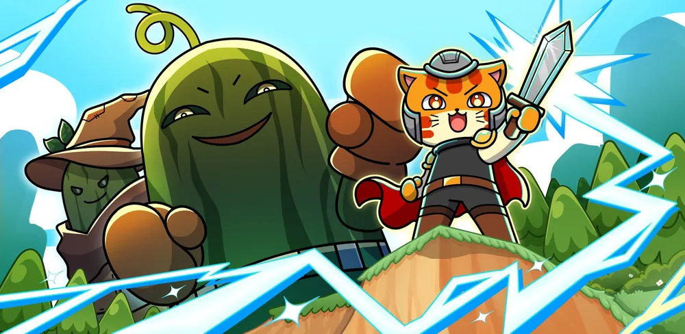 Cat hero faces the cucumber boss